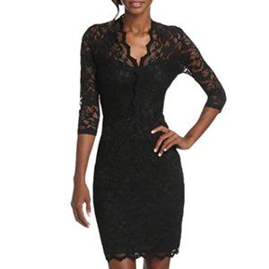 Karen Kane V-Neck Lace Dress with Scalloped Trim